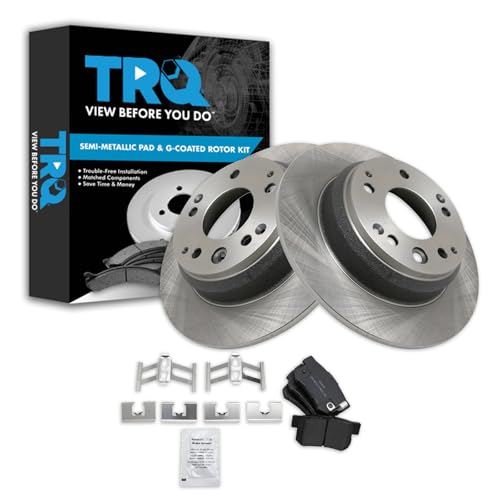 Image of TRQ Rear Brake Pad and Rotor Set Semi Metallic Rotors