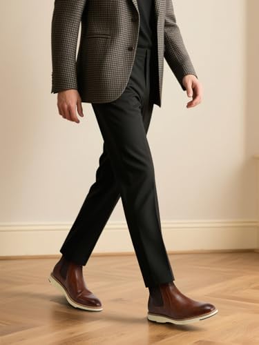 Mens Casual Chelsea Boots: Arch Support Comfortable Business Slip on Boot Dress Shoes4