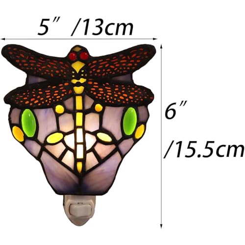 Lámpara de pared Tiffany con luz nocturna de vidrio para hogar 7