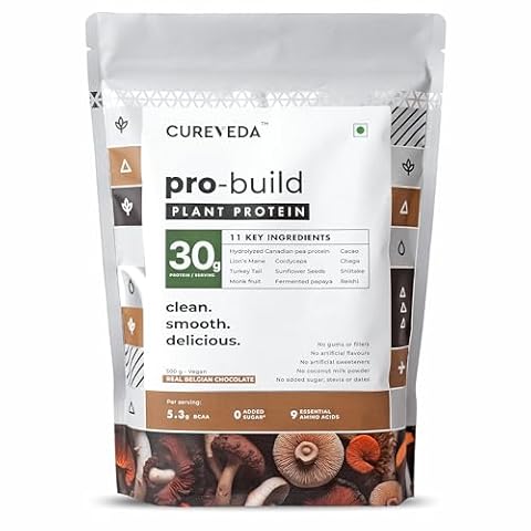 Cureveda Pro-Build Plant Protein 500g Chocolate with 6 Mushrooms