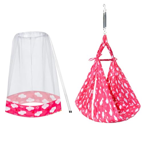 Image of VParents Sleeping Essentials with Mosquito Net & Spring, Sunny (Pink)