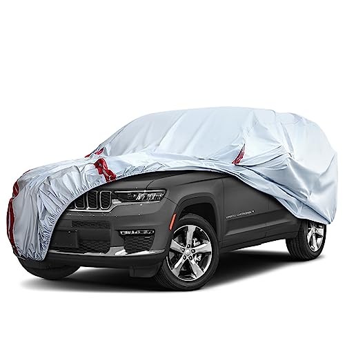 Image of Waterproof Car Covers Replace for 2011-2025 Jeep Grand Cherokee, 6 Layers All Weather Car Cover with Zipper Door & Windproof Bands for Snow Rain Dust Hail Protection