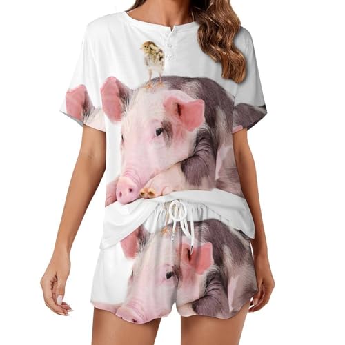 Pyjama femme manches courtes anti chaleur vêtement de nuit été