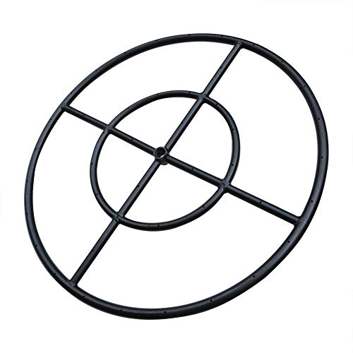 Stanbroil 24" Round Fire Pit Burner Ring, Double Ring, Black Steel