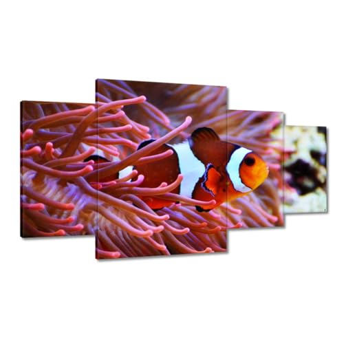 Poisson clown sur le récif grand format - Peinture imprimée sur toile