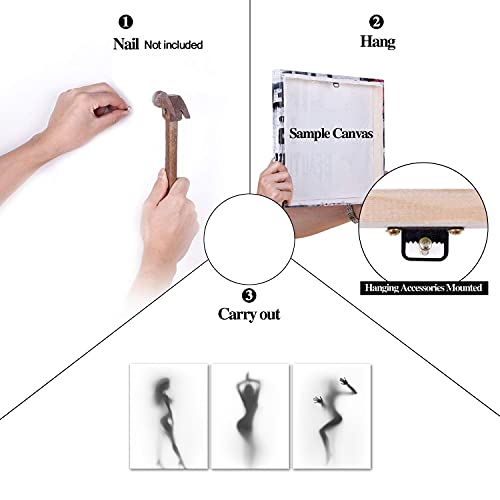 3 Pieces Sexy Nude Girl Wall Art Black And White Sexy Naked Women In The Shower Sexy Posters For Women Canvas Painting Artwork Framed Sexy Wall Art For Bedroom Ready To Hang-12 Inch X 16 Inch X 3Pcs #TOP6