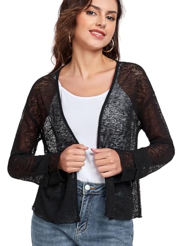 Womens Bolero Shrugs for Evening Dresses Elegant Cropped Shrug Long Sleeve Cardigan Lightweight Knit Cover Up4