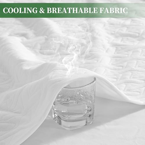 Premium California King Size Mattress Protector,100% Waterproof HN Cooling Bed Mattress Cover,Breathable Noiseless Fitted 8"-21" Extra Deep Pocket Anti Slip and Wear-Resistant(3-in-1,Cal King)