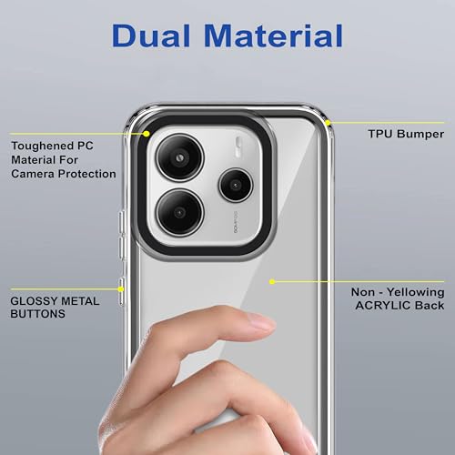 Image of Zapcase Back Case Cover for Mi Redmi Note 14 5G | Compatible for Mi Redmi Note 14 5G Back Cover | Case Cover with Camera Protection | (TPU + PC | Translucent Black)