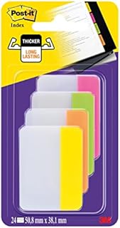 Post-it Notes Marker, Pack of 10 Pads, 50 Markers per Pad,12.7 mm x 44.4 mm, Yellow, Orange, Pink, Purple, Blue, Green Colors - To Mark, Highlight or Color Code Important Information