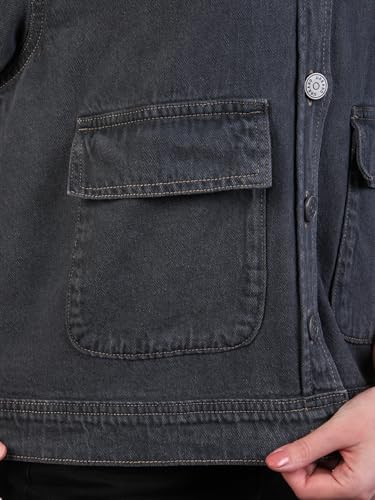 Image of Urbano Fashion Women's Relaxed Fit Full Sleeve Utility Denim Jacket