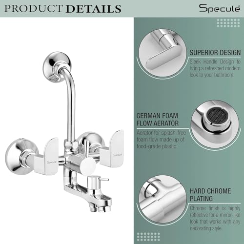 Image of Alive Series Brass, 3-in-1 Wall Mixer with 8 Inches Overhead Shower Set | Multi Flow Hand Shower Set | Mixer Tap For Bathroom | Mixer For Bathroom