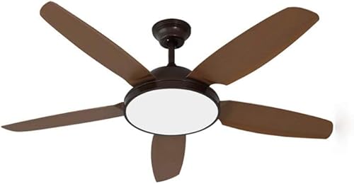 ZHY H - Lámpara de ventilador de comedor para restaurante, lámpara de ventilador de techo LED, control remoto, silenciosa, retro, hoja de madera,