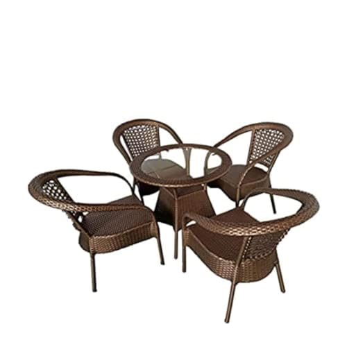 Image of D-8 Patio|Indoor| Outdoor| Living Room | Balcony | Garden | Chair Table Set 4+1 |Furniture Set |Coffee Chair SetPowder Coated| (Golden)
