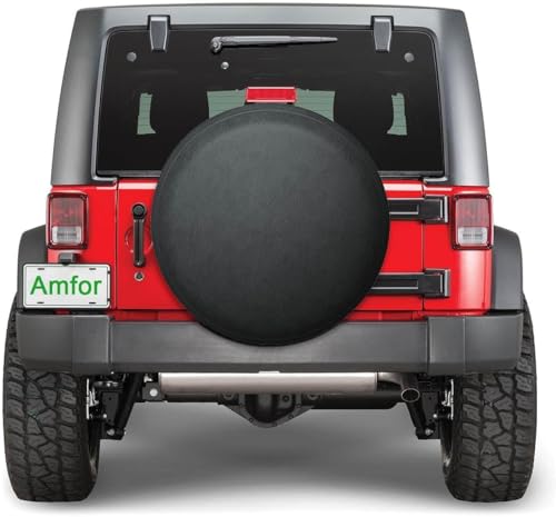 Image of Spare Tire Cover 30 inch-31 inch, Universal Fit for Jeep, SUV, RV, Trailer, Truck, Waterproof Dustproof PVC Leather Wheel Cover (Black)