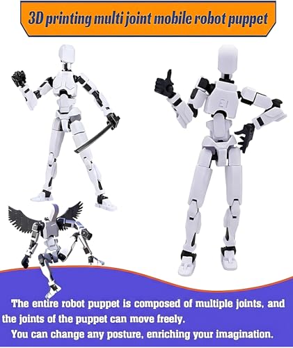 Image of Action Figure, Dummy 13 Action Figure Toys with Articulated Joints, Robot Toy for Desktop Decoration and Creative Displa (White)