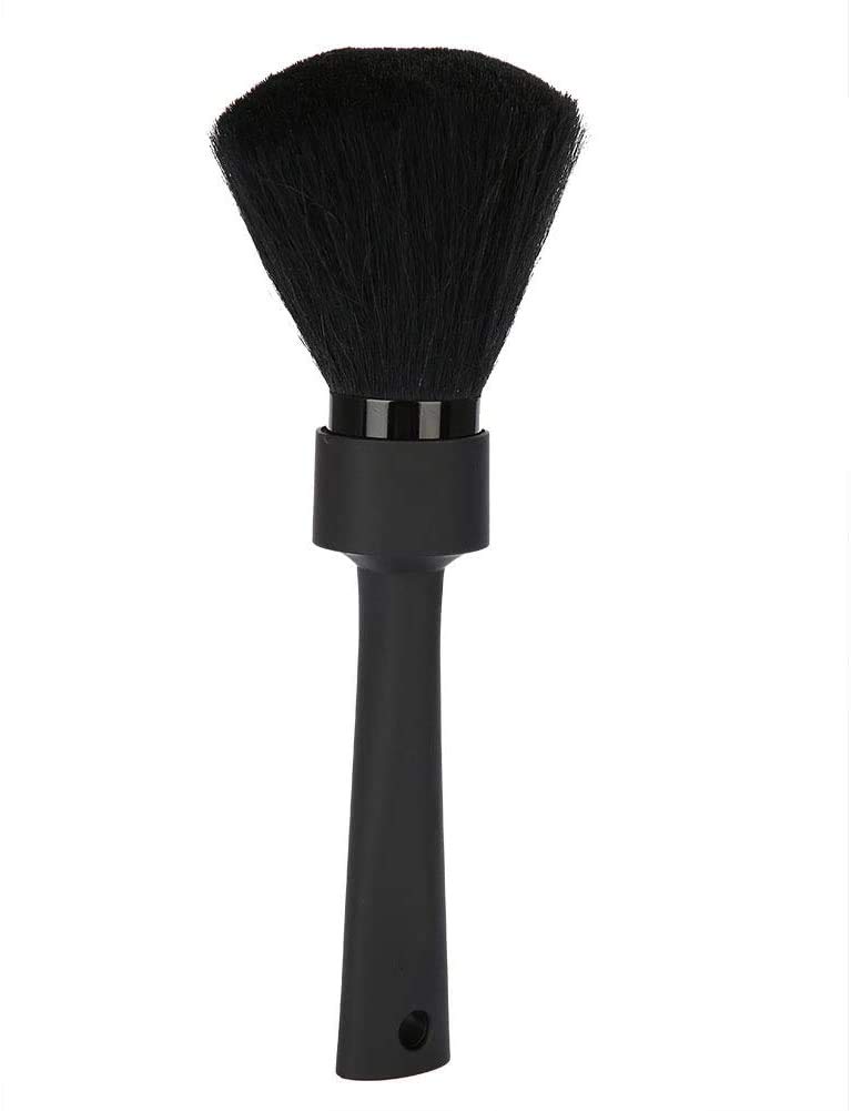 POFET Spazzola per spolverare collo e viso, spazzola morbida per la pulizia dei capelli, spazzola professionale per parrucchieri con manico lungo per barbiere salone di casa (nero)