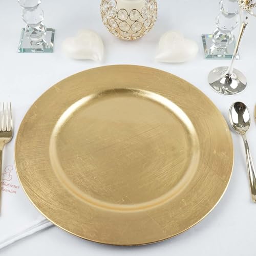 Efavormart 6 pcs 13" Gold Round Charger Plates for Tabletop Decor Holiday Wedding Catering Event Decoration