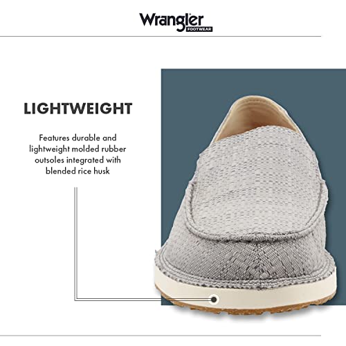 Wrangler Loafer Slip-On for Men - Casual Shoes with Dual-Density Die-Cut EVA Midsoles, Comfortable Inner Lining, and Upcycled Materials, Grey, 12 M4