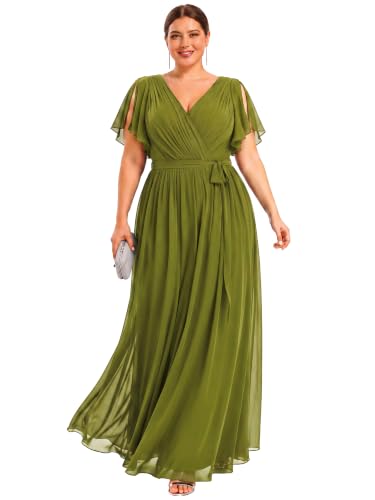 Image of Ever-Pretty Plus Women's Chiffon Maxi Plus Size Formal Bridesmaid Dresses