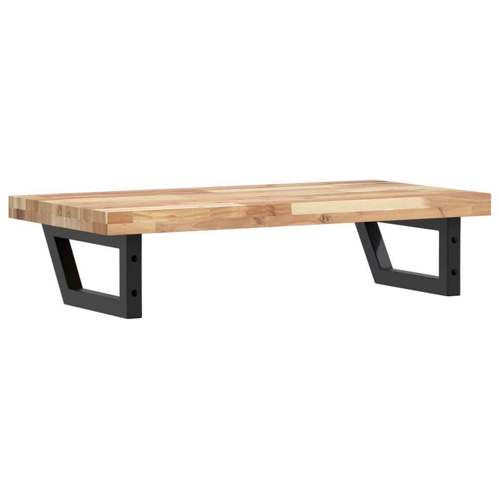 Estantería para lavabo de pared de acero y madera maciza de acacia, 60 x 40 x 4 cm, con soportes trapezoidales, ahorra espacio para baño, aseo de invitados, cosméticos y almacenamiento de