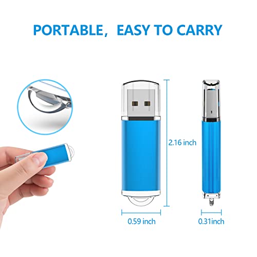 Kootion Flash Drive 8Gb 10 Pack Usb 2.0 Thumb Drive Capped Memory Stick Jump Drive, Blue #TOP1