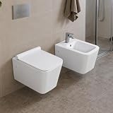 Inbagno Coppia di Sanitari Rimless sospesi Completi di copriwater rallentato a sgancio rapido