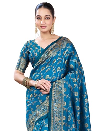 Image of SIRIL Women's Banarasi Silk Saree Pure Silk Saree With Unstitched Blouse Piece