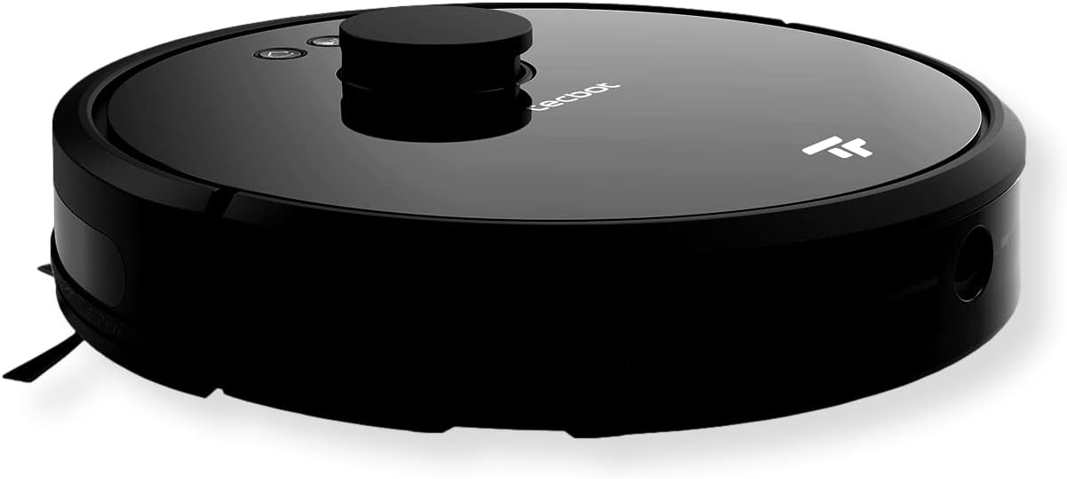 TECBOT S3 Robotic Sweeping/Mopping Vacuum Cleaner with 360-degree LDS Laser Radar Navigation, Black; 14.4V, 35W; 1800Pa Suction; 0.6L Dust Bin; 0.45L Water Tank; Anti-Drop Smart Protection