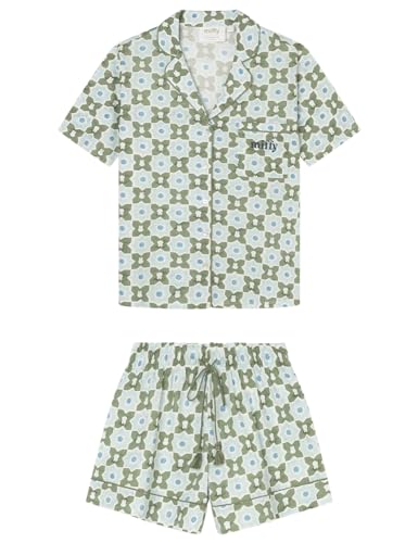 Women'secret Damen Pijama Camisero 100% Algodón Miffy Schlafanzug, Green Print, S