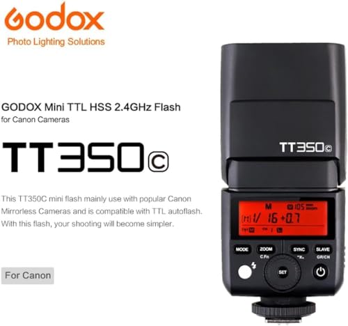 Ficha técnica Godox Thinklite TT350C Mini 2.4G Cámara TTL inalámbrica Flash Master y Slave Speedlite 1/8000s HSS para cámaras Digitales Canon 5D Mark III 80D 7D 760D 60D 600D 30D 100D 1100D X - Fernando Cortés
