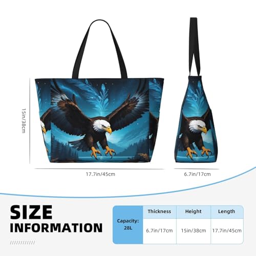 Night Sky Forest Bald Eagle Print Beach Pool Bags Tote For Women Ladies Large Gym Tote Carry On Bag For Weekender Travel Waterproof4