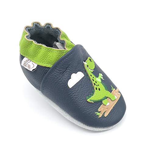 LEPEPPE - Nuovo Dinosauro Draghetto - Scarpine in Morbida Pelle Prima Infanzia - Pantofole Bambino - Suola in Pelle Antiscivolo - Scarpette Fino al 34/35 (x_l)