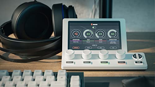 BEACN Mix Create (Light) - USB C Windows Audio Mixer with 5” Display, 4 Button knob Paging, Audio Routing, Submixes, and Mute Modes for Content Creators, Streaming, Gaming, Twitch, YouTube, Podcasting