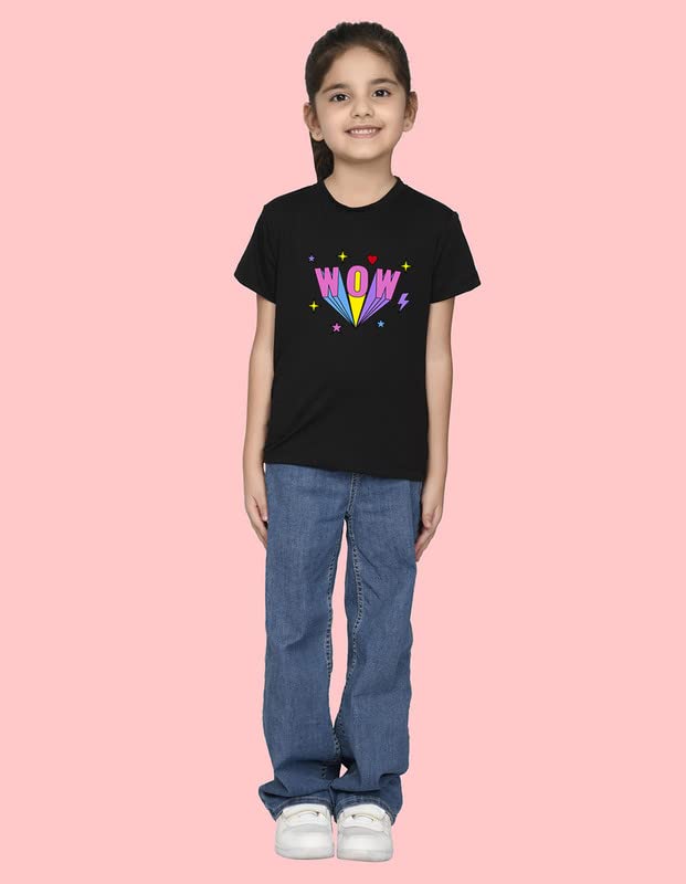 Image of Nusyl Girls Half Sleeves Wow Printed T-Shirt - NUGCTSH0070