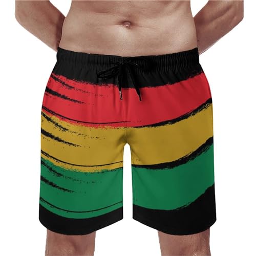 Mens Swim Trunks Funny Surfing Board Shorts with Elastic Waist Drawstring Pocket