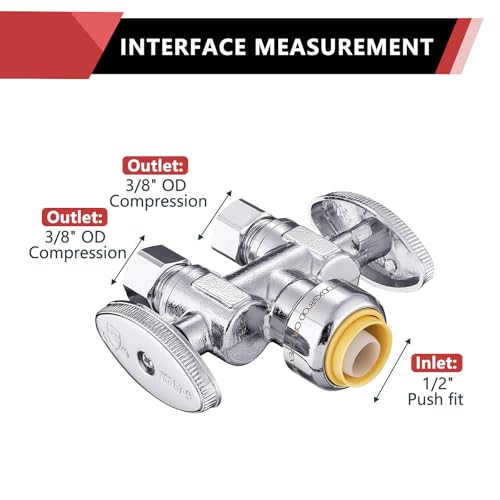 Image of 10Pcs EFIELD 1 /2 inchPush x Dual 3 /8 inchOD Straight Stop Valve(PF-VALVE039-10)