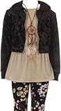 Little Girl Jackets Necklace Shirt Tank Pant Legging Girls 4 Pieces Clothing Set