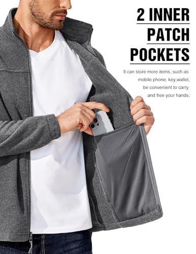 Image of COOFANDY Mens Polar Fleece Jacket Lightweight Full Zip Jackets Outdoor Coat