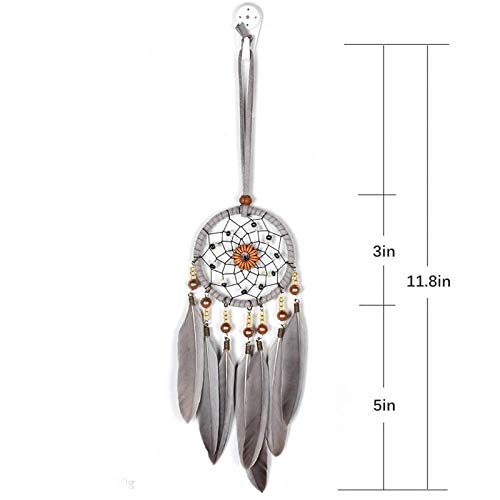Feather Dream Catcher Car Interior Rearview Pendant, Feather Dream Catchers Wall Hanging Decorations(Style 1 - Grey) - Image 5