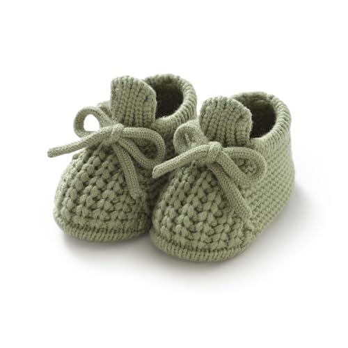 Image of DovFanny Baby Booties Newborn Baby First Shoes Cozy Warm Knit Soft Booties for Toddler Infant Boy Girl