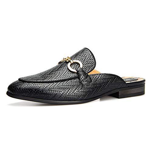 Meijiana Men's Slippers Slip-On Loafers Leather Formal Wear Casual Open Back Sandals