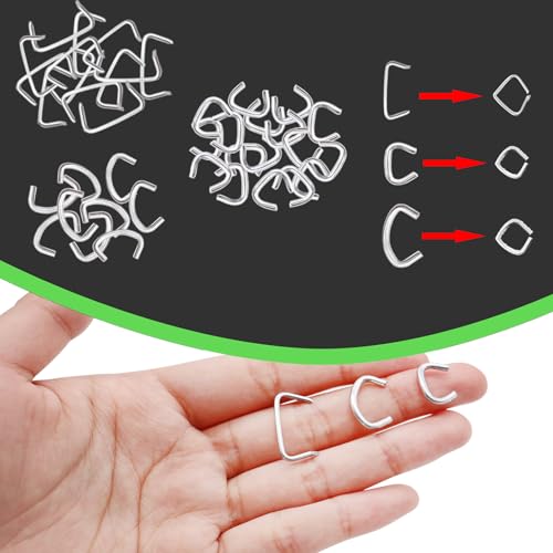 Image of 285 pcs Hog Rings with Straight Hog Ring Pliers Kit 3 /4 inch 1 /2 inch 3 /8 inchGalvanized Hog Rings for Animal Pet Cages、Ropes、Bagging、DIY Craft、Furniture (Pack of 2)