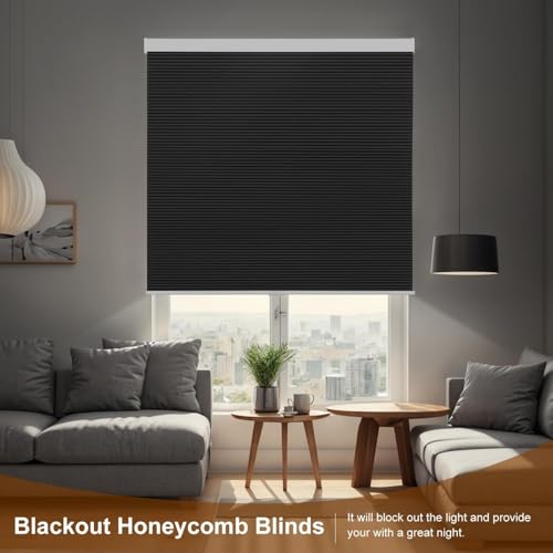 KCO Cordless Cellular Blinds Blackout Window Shades, Room Darkening Honeycomb Shades Blinds for Windows, Bedroom and Nursery 38" W x 64" L,(97W x 163H cm), Black by KCO - Image 4
