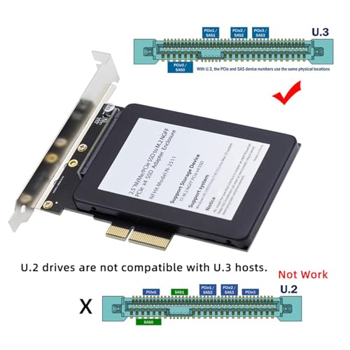 Adaptateur U.3 U3 vers PCI-E 4.0 X4 Kit SFF-8639 triple pour carte mère PM1735