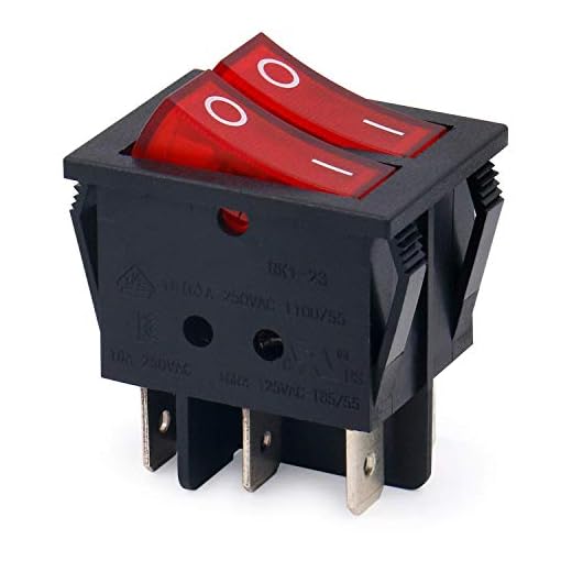 Movilideas Interruptor basculante Doble Cuadrado Rojo SPST 6 terminales Con Luz 16vA 250VAC UL VDE