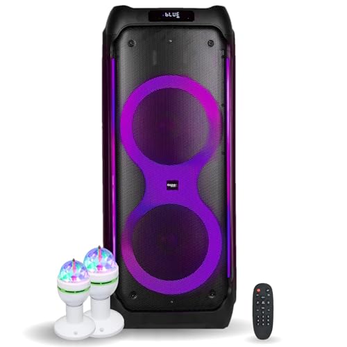 Ibiza - Pack Enceinte COLUMBA1200 Active Autonome USB Bluetooth 1200W - 2 Effets de Lumière Rotatif Disco Soirée Musique Anniversaire