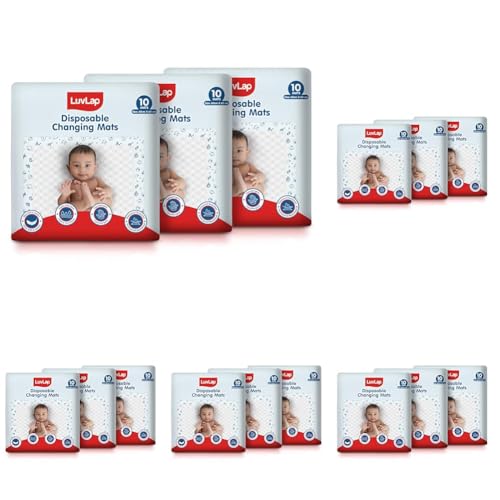 Image of LuvLap Disposable Baby Underpad Cum Changing Mats, 30 Count 60x60 CM Waterproof Pads for Baby, Breathable Underpads act as 100% Water Proof Bed Protector, Non Slip Backsheet, Hypoallergenic