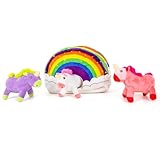 Hollypet Hide and Seek Squeaky Dog Toy, Designed Interactive Puzzle Plush Stuffed Puppy Toys, Unicorn
