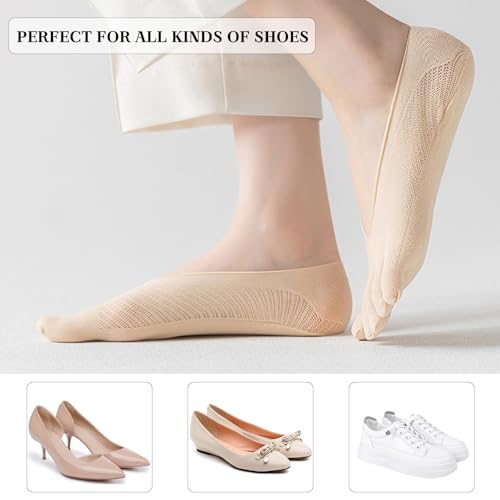 Image of 5 Pairs Toe Separator Socks, No Show Low Cut Yoga Toes, Light Breathable Compression Socks for Women, Non-Slip